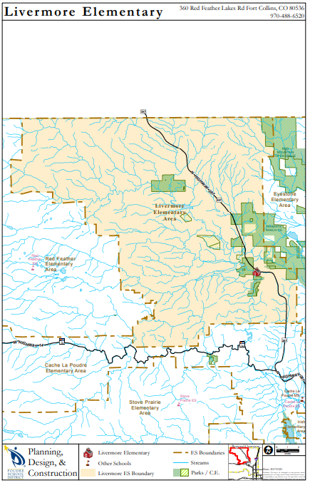 This Poudre School District map displays the boundary served by Livermore Elementary School.