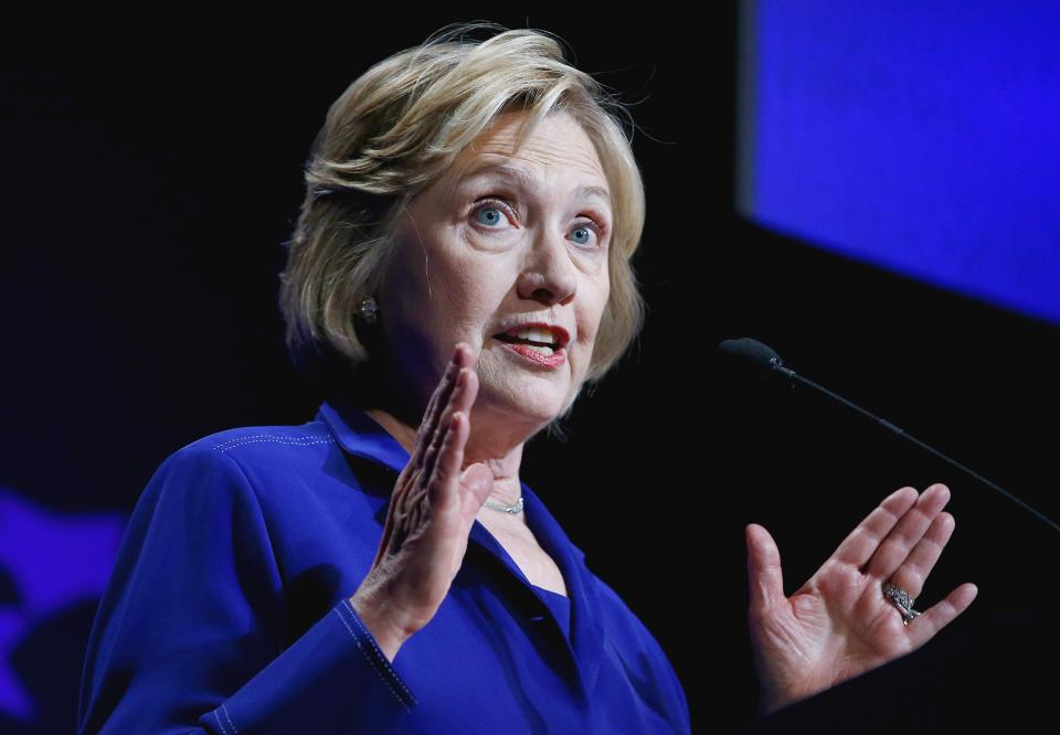 Former Secretary of State Hillary Rodham Clinton speaks at a student conference for the Clinton Global Initiative University at Arizona State University, Friday, March 21, 2014, in Tempe, Ariz. (AP Photo/Ross D. Franklin)