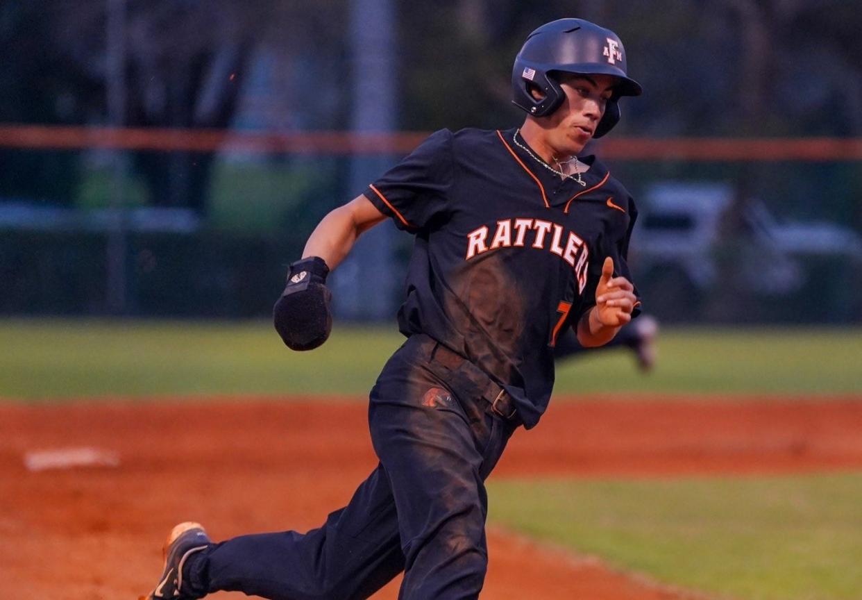 Florida A&M infielder True Fontenot runs bases during the Rattlers' season-opening game versus Eastern Illinois at Moore-Kittles Field in Tallahassee, Florida, Friday, February 16, 2024.