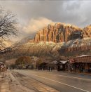 <p>Right at the edge of Zion National Park sits a <a href="https://www.tripadvisor.com/Tourism-g61001-Springdale_Utah-Vacations.html" rel="nofollow noopener" target="_blank" data-ylk="slk:small village;elm:context_link;itc:0;sec:content-canvas" class="link ">small village</a> where visitors can soak up the breathtaking mountain-scape as they enjoy dining at the local brewery or shopping at one of the many crystal and geode shops.</p>