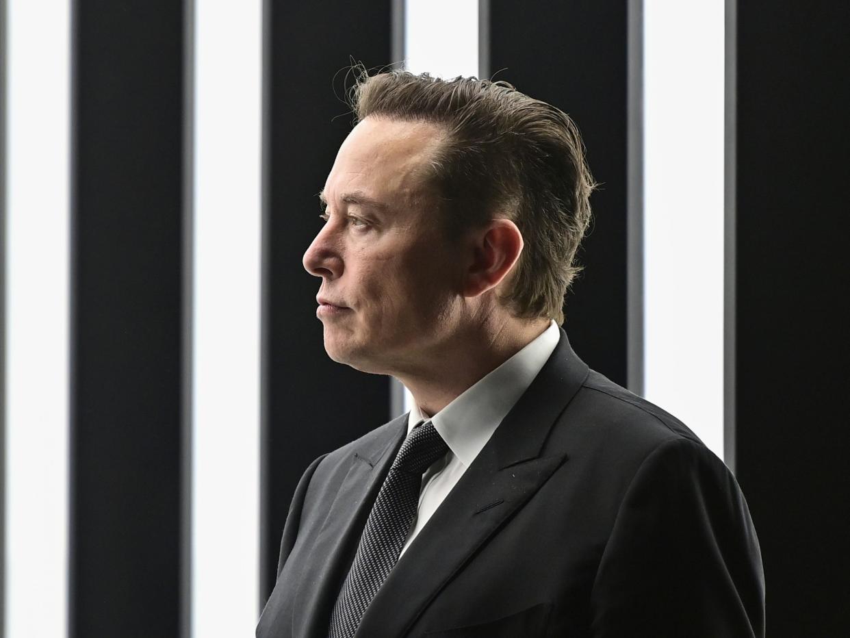 Elon Musk, Tesla CEO, attends the opening of the Tesla factory Berlin Brandenburg in Gruenheide, Germany