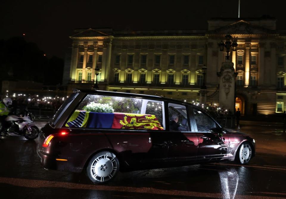 The Queen’s coffin has arrived at Buckingham Palace (Paul Childs/PA (PA Wire)
