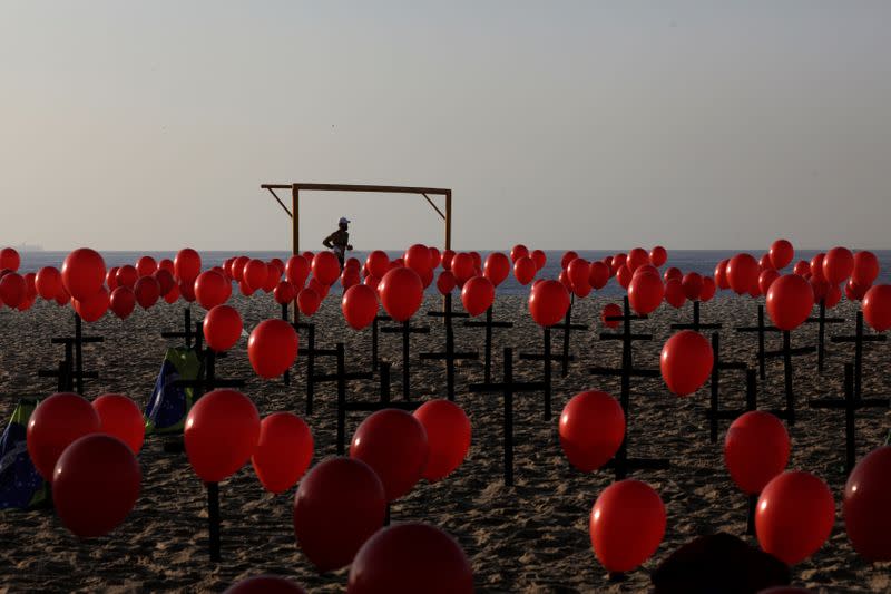 Tribute to the victims of the coronavirus disease (COVID-19) in Brazil, in Rio de Janeiro