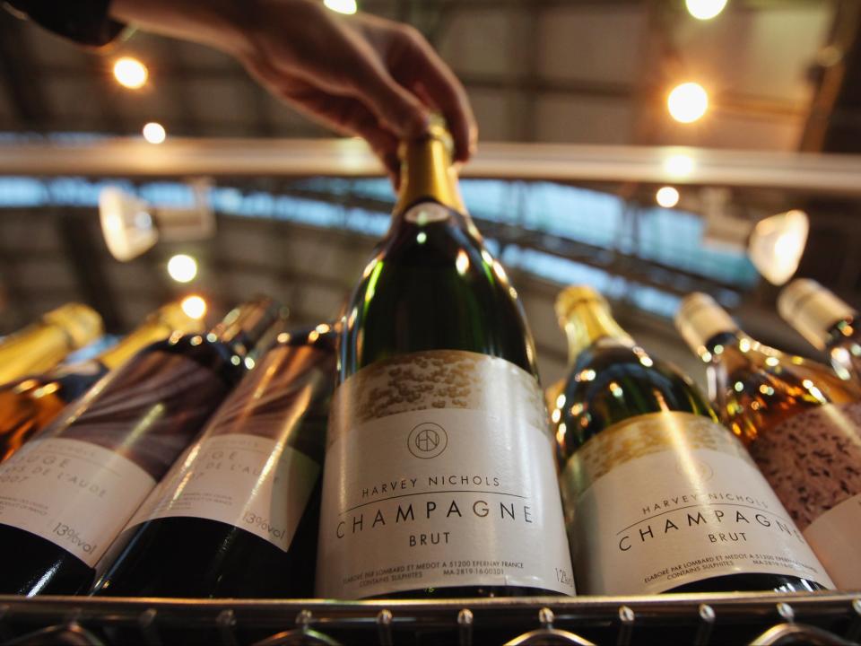 This file photo shows champagne in the exhibition hall during the 2009 Tory party conference (Getty)