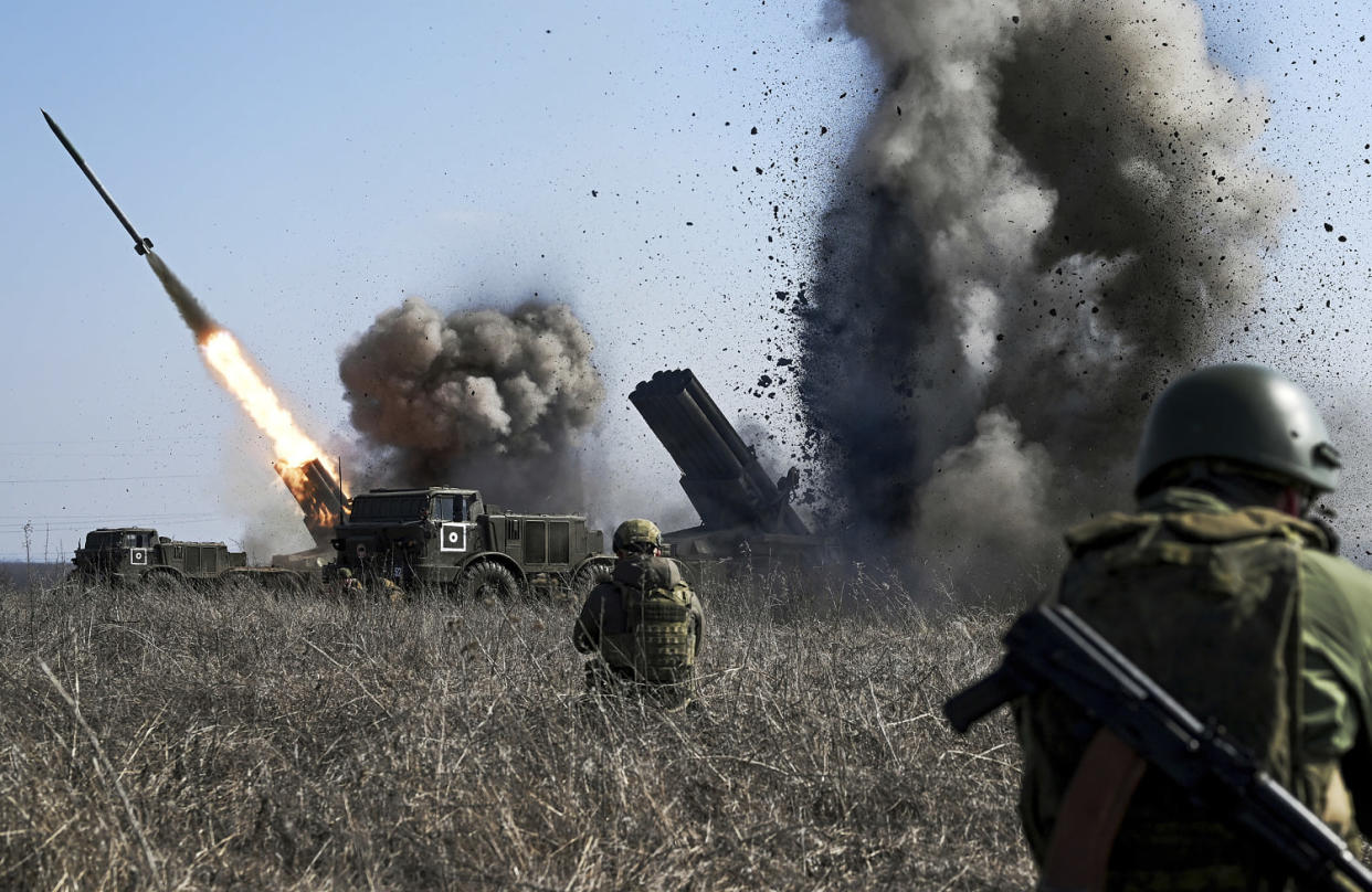 Russia Ukraine Military Operation Artillery Unit (Stanislav Krasilnikov / Sputnik via AP)