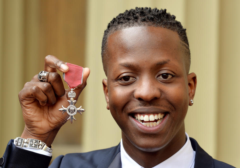 Jamal Edwards holds his Member of the British Empire (MBE), after it was awarded to him by the Prince of Wales at an Investiture Ceremony, at Buckingham Palace in central London.