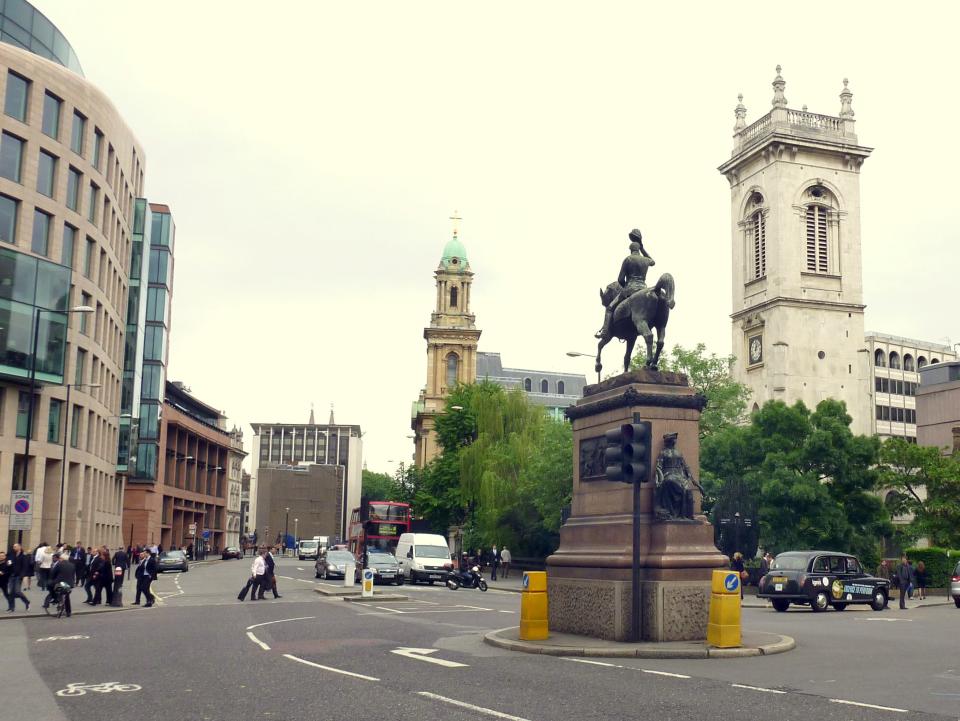 Holborn Circus, London: It has previously been described by Dickens as 'the finest piece of street architecture in London', but planners want to move the iconic statue at the centre of this landmark to one side. (Alan McFaden/The Victorian Society)