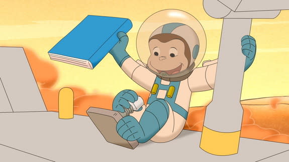 Curious George plays with a rover on Mars in a new episode airing May 19, 2014.