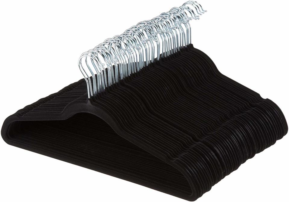 AmazonBasics Velvet Suit Clothes Hangers, 100-Pack. (Photo: Amazon)