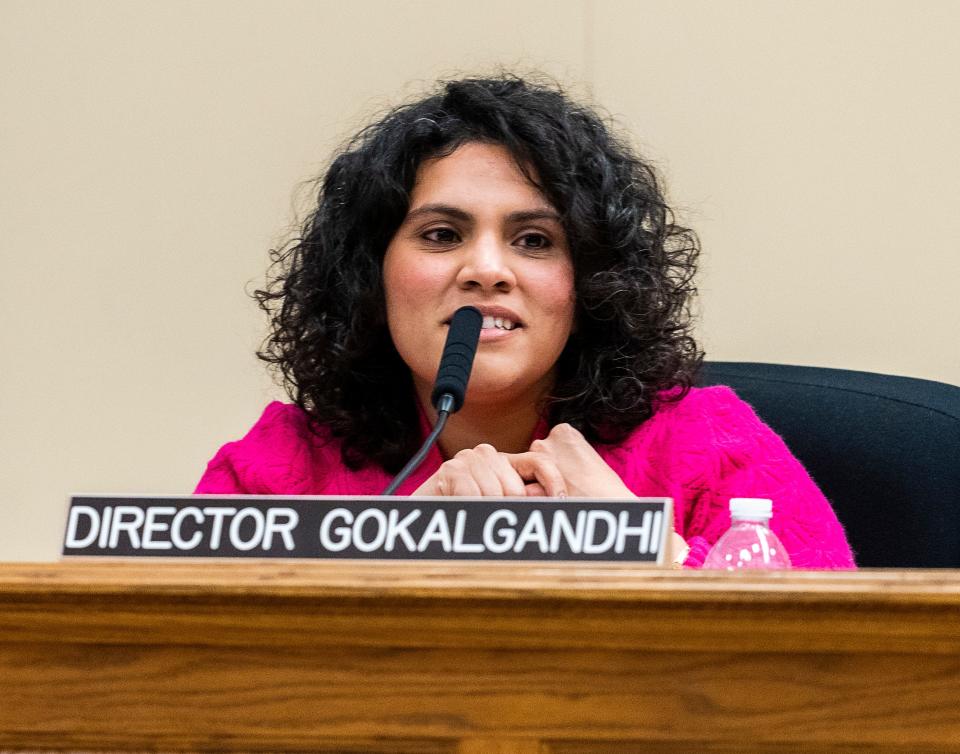 Jilly Gokalgandhi, Milwaukee Board of School Directors vice president, makes remarks as the directors discuss whether to put a referendum on the spring ballot, asking voters to raise taxes for more school funding, in January.