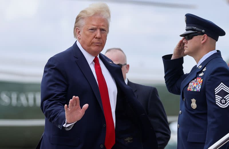 U.S. President Trump departs Washington for travel to the Kennedy Space Center in Florida at Joint Base Andrews in Maryland