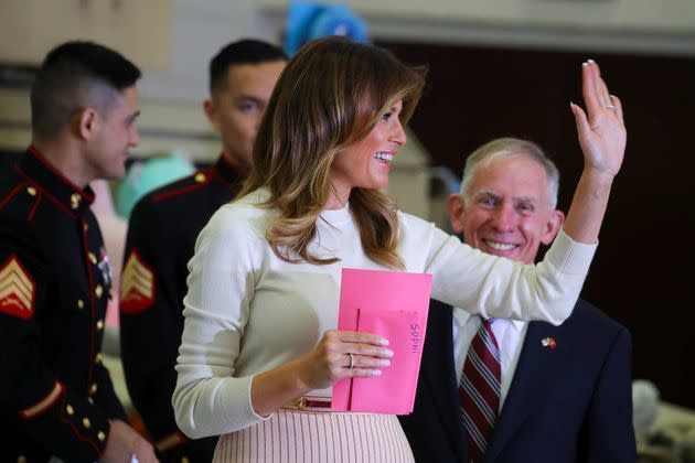 <p>Melania Trump sur la base militaire Anacostia-Bolling de Washington, le 9 décembre 2019.</p>