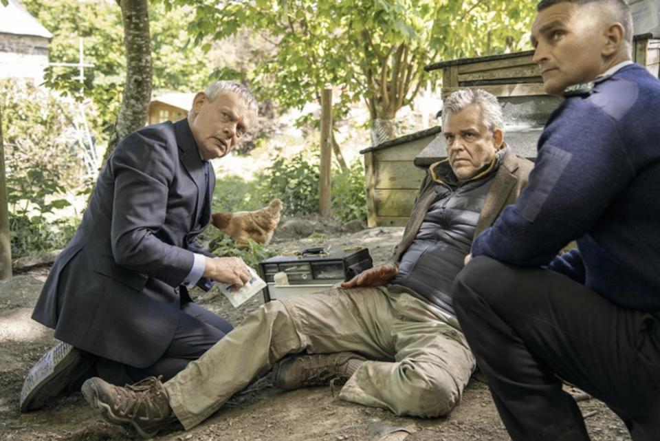 Martin Clunes with Danny Huston in Doc Martin. (ITV)