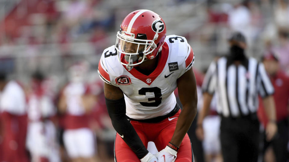 Georgia defensive back Tyson Campbell is a man-cover prototype at corner. (AP Photo/Michael Woods)