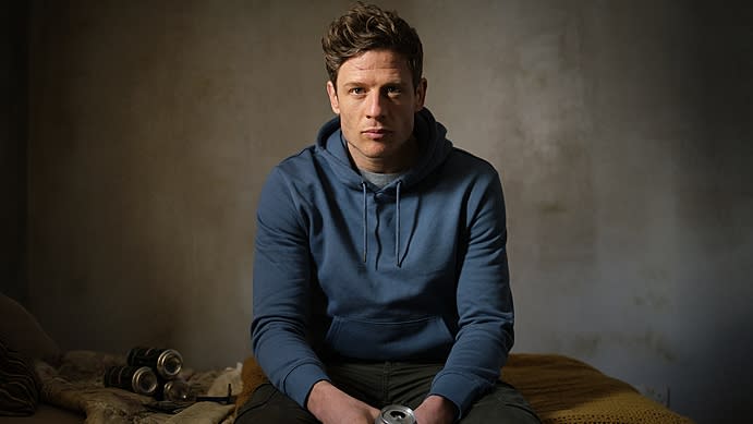 james Norton as Tommy Lee Royce sitting on a bed drinking beer in Happy Valley season 3