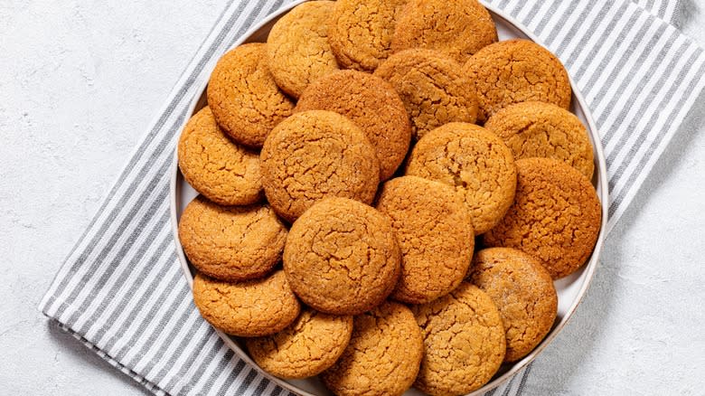 Ginger snap cookies on plate