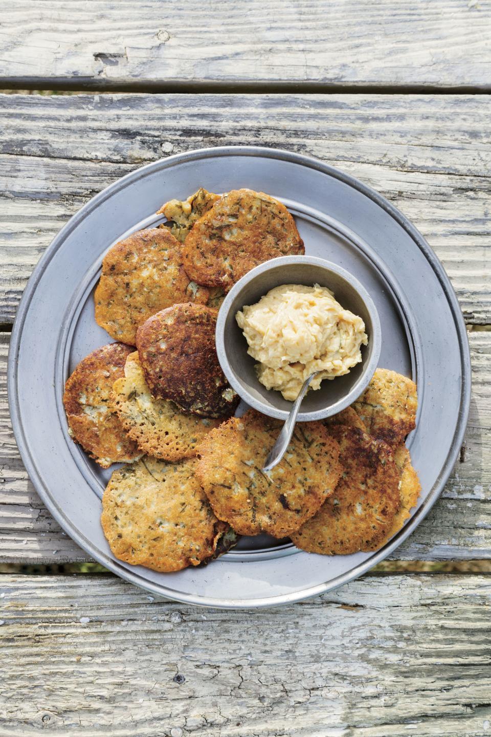 Johnnycakes with Leeks and Collard Greens