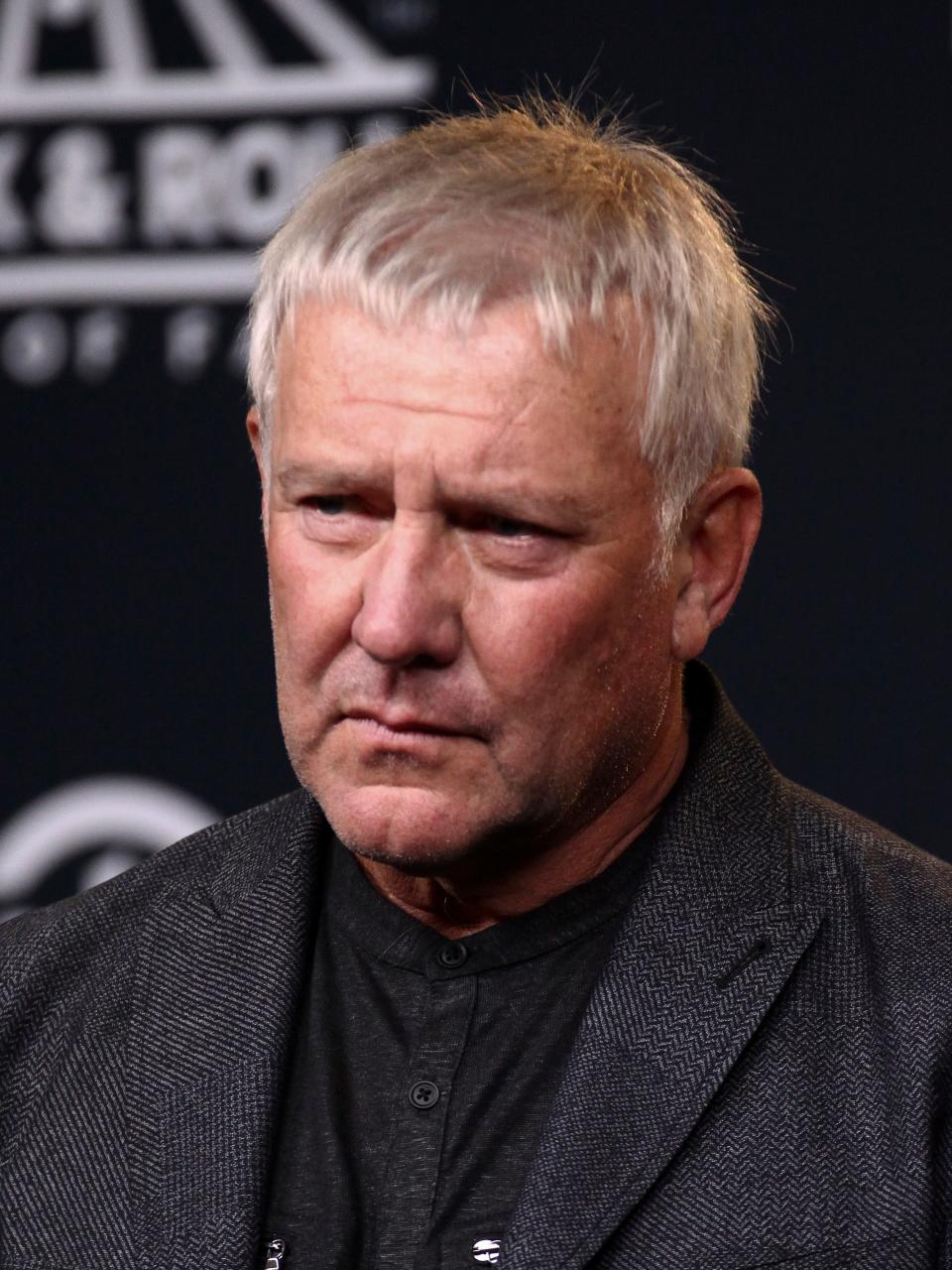 Alex Lifeson of the band Rush poses in the 2017 Rock and Roll Hall of Fame induction ceremony press room at the Barclays Center on Friday, April 7, 2017, in New York.