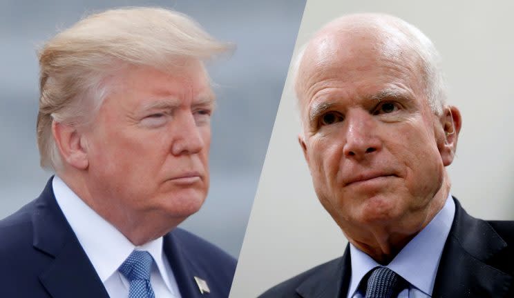 President Trump and Sen. John McCain, R-Arz., have often found themselves at odds. (Photos: Charles Platiau /Reuters, Mohammad Ismai/Reuters)