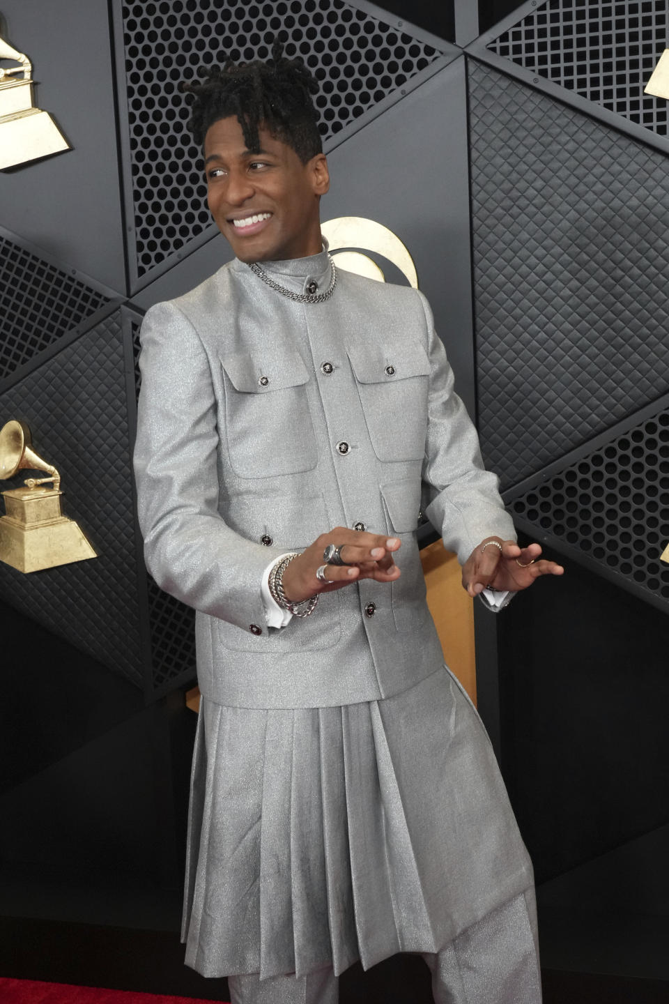 Jon Batiste arrives at the 66th annual Grammy Awards on Sunday, Feb. 4, 2024, in Los Angeles. (Photo by Jordan Strauss/Invision/AP)