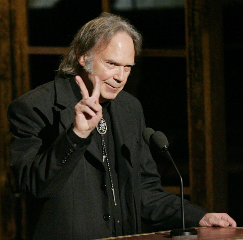 Neil Young has made such an impression on the music world that he has been inducted into the Rock and Roll Hall of Fame twice. Once as a solo artist and once as a member of Buffalo Springfield. Eddie Vedder introduced his solo entry. 