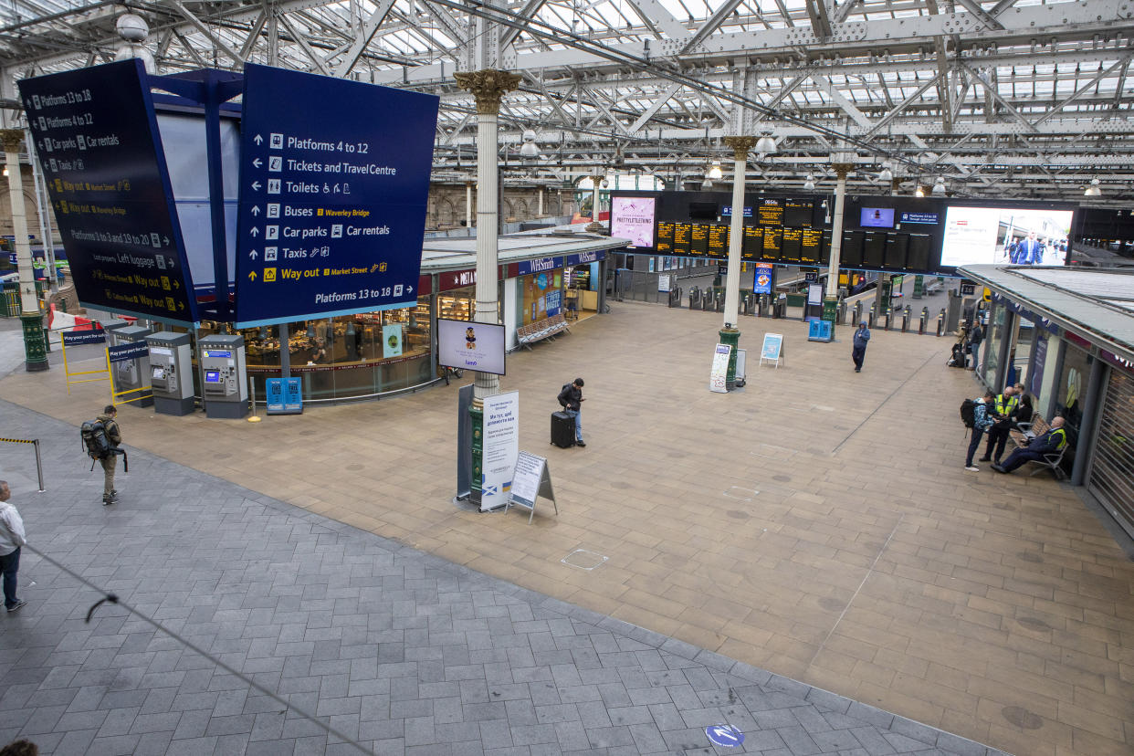 Empty Waverley Train Station in Edinburgh during morning rush hour. (SWNS)