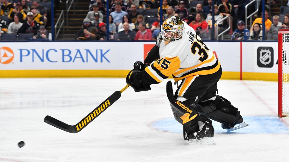 Tristan Jarry is Pittsburgh's long-term solution between the pipes after signing a five-year deal. (Ben Jackson/NHLI via Getty Images)