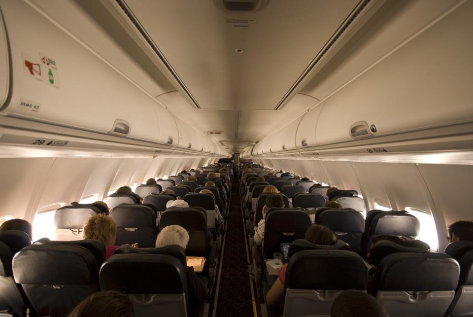 plane flight interior passengers