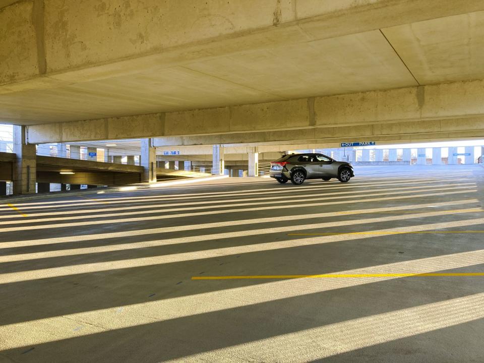 a car parked in a parking garage