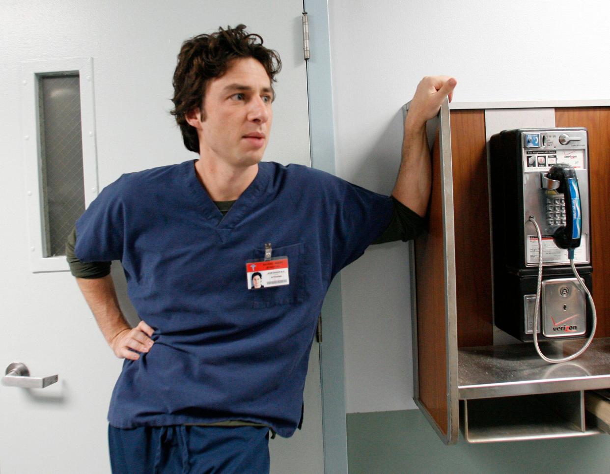 Zach Braff as J.D. on the set of Scrubs