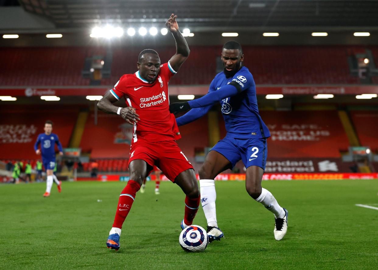 Sadio Mane battles for possession with Antonio Rudiger (Getty)