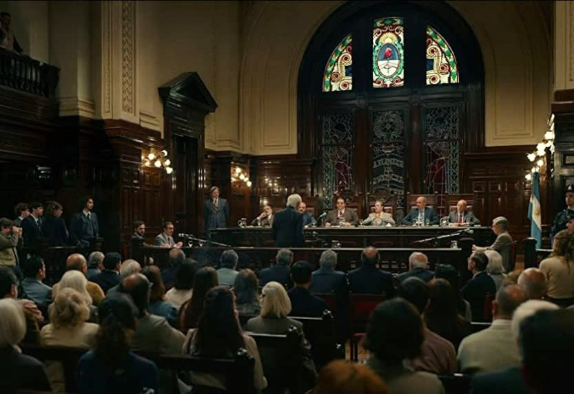A courtroom scene from the movie, 