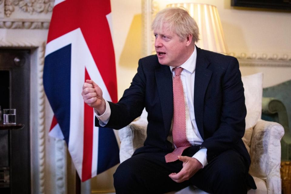 Prime Minister Boris Johnson during a meeting with President of Ukraine, Volodymyr Zelenskyy, to sign a strategic partnership deal with the president in the face of Russia’s ‘destabilising behaviour’ towards the country, at Downing Street on October 8, 2020 in London, England. (Photo by Aaron Chown – WPA Pool/Getty Images)