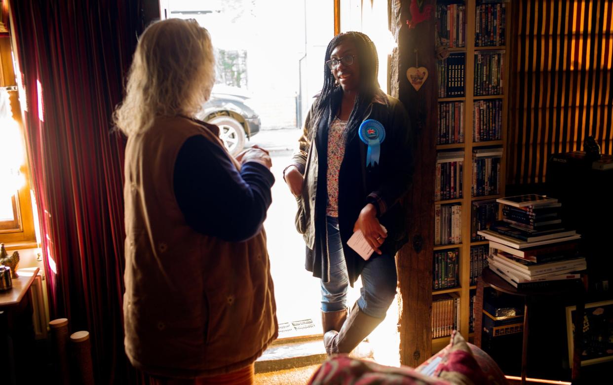 Kemi Badenoch campaigning for the local Tory candidates in 2019, when the party lost control of Uttlesford council