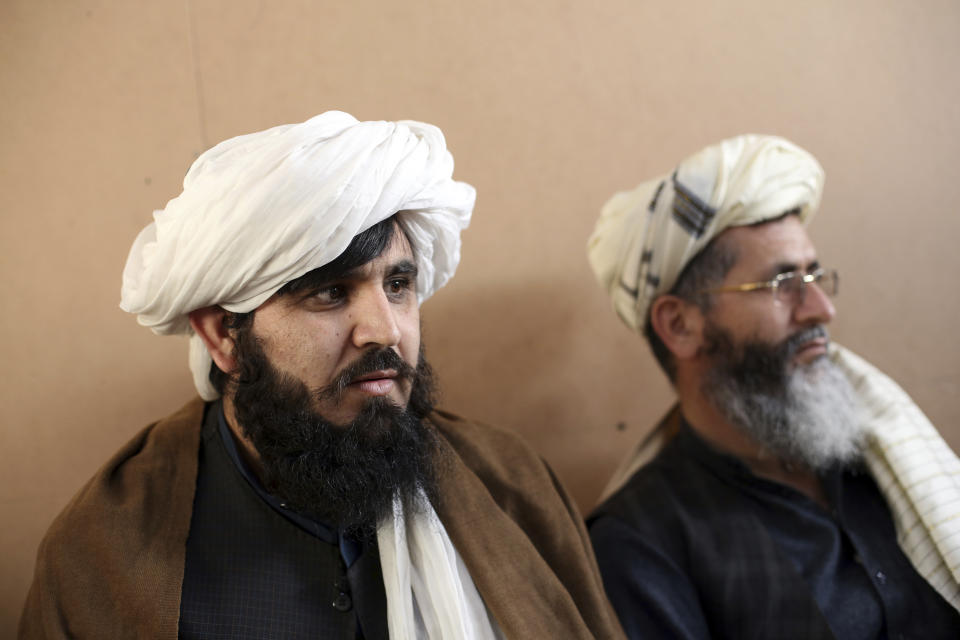 In this Saturday, Dec. 14, 2019, photo, jailed Taliban are seen after an interview with The Associated Press inside the Pul-e-Charkhi jail in Kabul, Afghanistan. Thousands of Taliban prisoners jailed as insurgents see a peace deal being hammered out in Qatar as their ticket to freedom. Prisoner release is a key pillar of any agreement the U.S. strikes with the Taliban to end Afghanistan’s 18-year war. (AP Photo/Rahmat Gul)