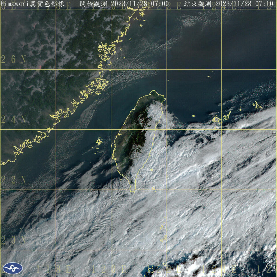 中央氣象署表示，今天東北季風增強，各地早晚稍涼，中南部日夜溫差大，全台大多為多雲到晴的好天氣，只有東半部地區將有零星短暫雨。   圖：中央氣象署／提供