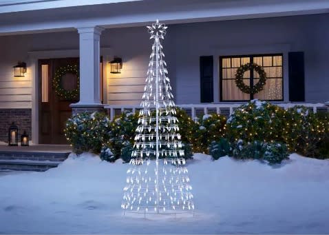 white cone christmas tree for yard decoration