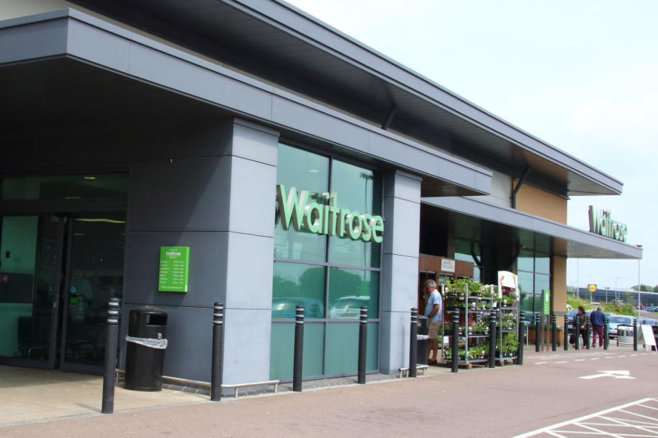 View of the outside of a Waitrose store in the United Kingdom. 