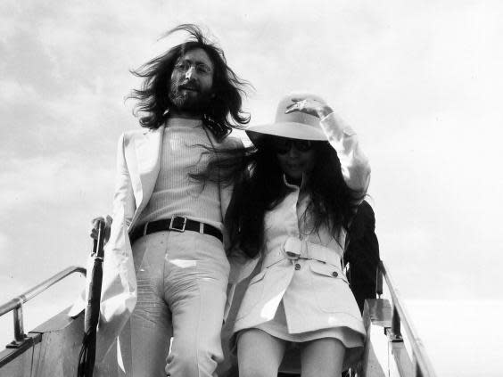 John Lennon and Yoko Ono arrive at London Airport in 1969 (Northcliffe Collection/ANL/Shutterstock)