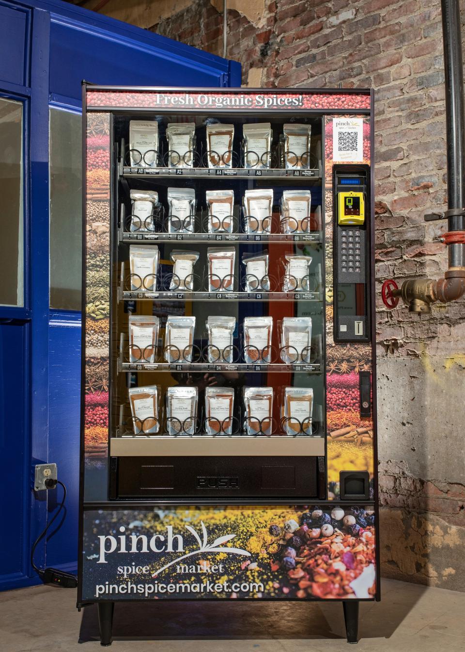 The Pinch Spice Market vending machine at Shippingport Brewing in Louisville's Portland neighborhood.