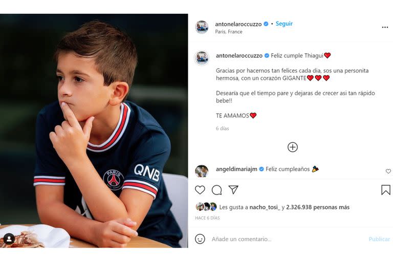 Antonela le dedicó un tierno mensaje al mayor de sus hijos