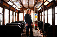 <p>Ana Cristina, 44, a tram driver for 20 years, poses for a portrait inside a tram in Lisbon, Spain, on February 28, 2018. (Photo: Patricia de Melo Moreira/AFP/Getty Images) </p>