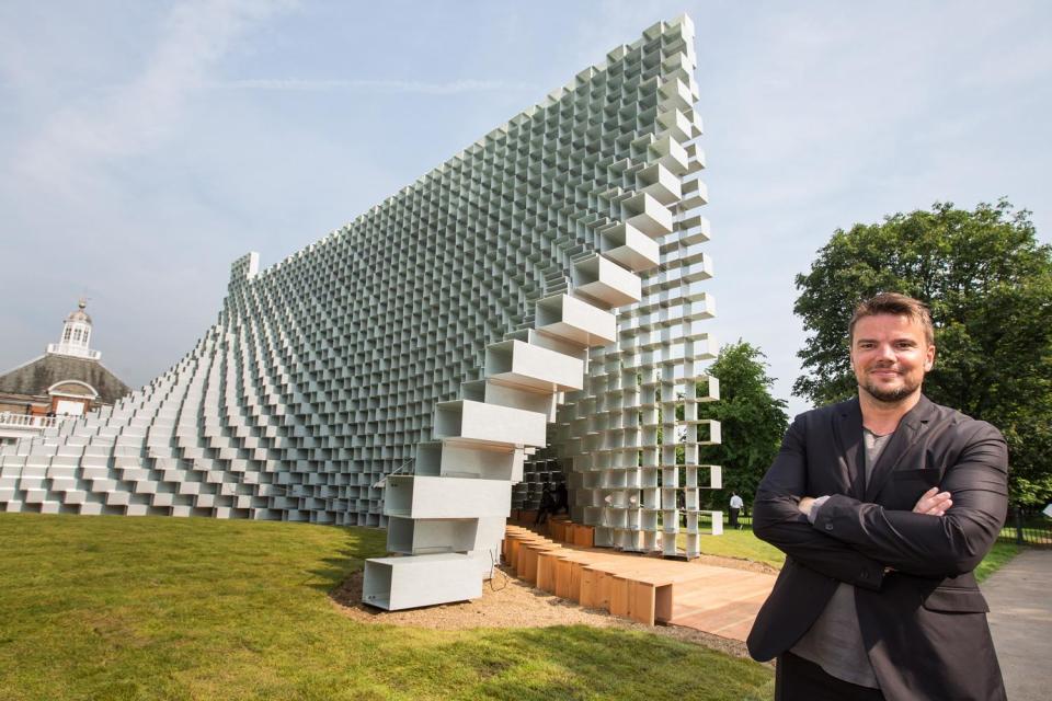 Danish architect Bjarke Ingels with his Pavilion design from last summer (Alex Lentati)