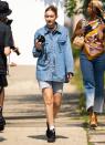 <p>Gigi Hadid mans the camera during a photoshoot with friends Alana O'Herlihy and Gabriella Karefe-Johnson in Brooklyn, New York on July 27. </p>