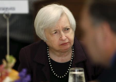 U.S. Federal Reserve Chair Janet Yellen arrives for a luncheon at the Federal Reserve in San Francisco, California March 27, 2015. REUTERS/Robert Galbraith