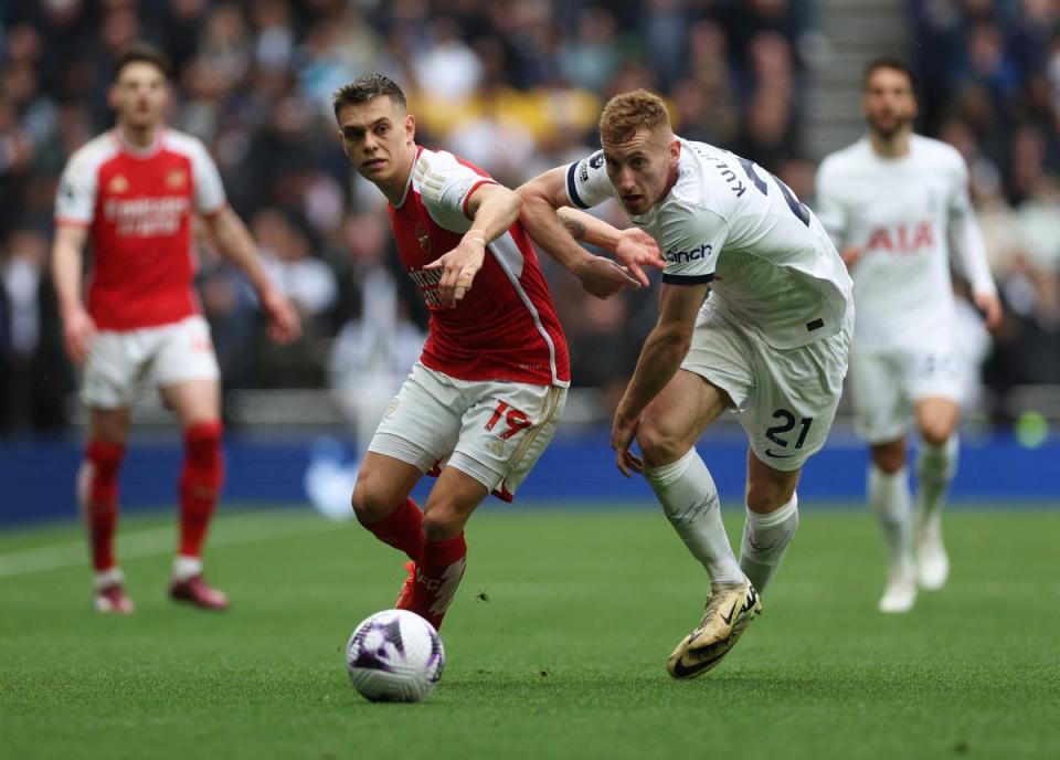 Frustration: Dejan Kulusevski was part of the Tottenham team beaten by Arsenal on Sunday (Action Images via Reuters)