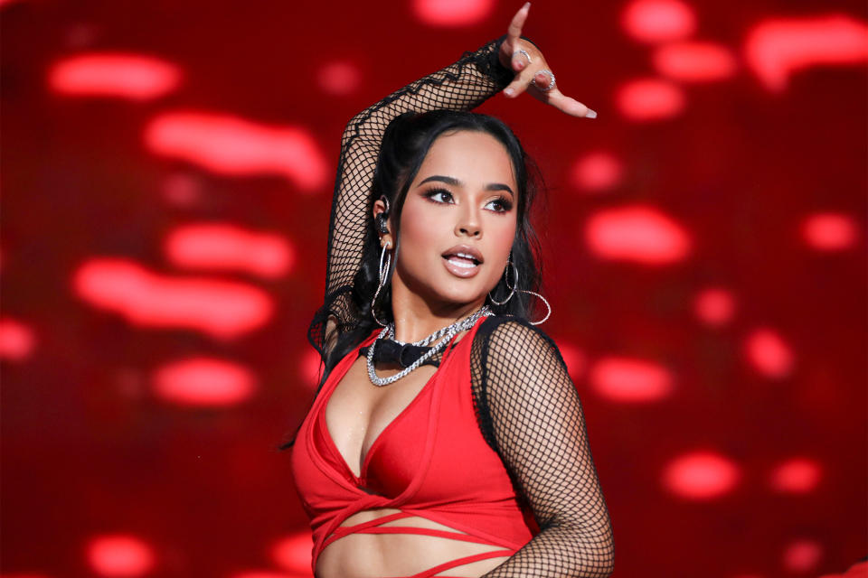 <p>Becky G hits her mark on July 14 at Festival d'ete de Quebec in Canada. </p>