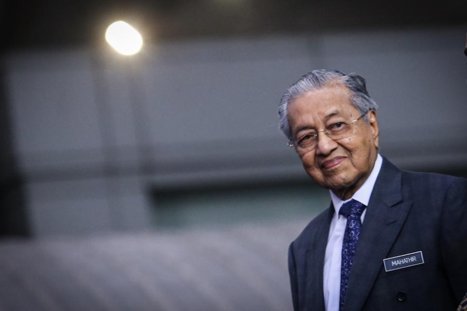 Prime Minister Tun Dr Mahathir Mohamad arrives for the launch of the National Transport Policy 2019-2030 at KL Sentral in Kuala Lumpur October 17, 2019. — Picture by Hari Anggara