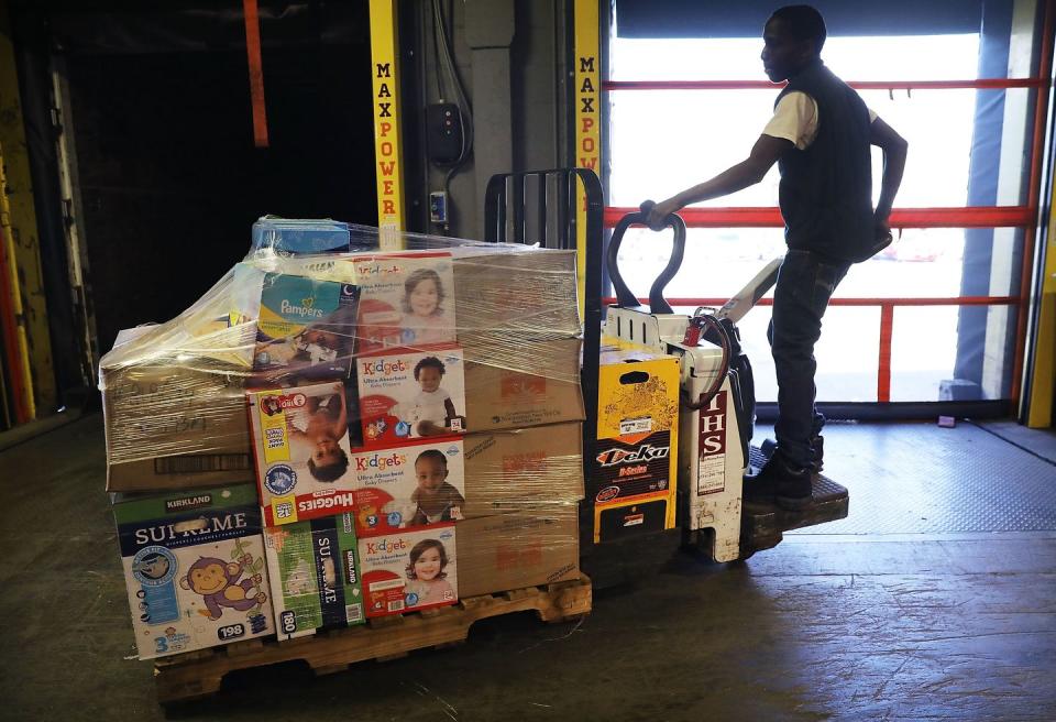 <p>Workers at the Bronx Food Bank headquarters fill trucks with bottled water, diapers, personal care items, and food for a direct flight to aid Puerto Rico after Hurricane Maria on September 29, 2017.</p><p><strong>RELATED: </strong><a href="https://www.redbookmag.com/life/g4595/beautiful-nature-photos-around-the-world/" rel="nofollow noopener" target="_blank" data-ylk="slk:50 Natural Photos That You Won't Believe Aren't Photoshopped;elm:context_link;itc:0;sec:content-canvas" class="link "><strong>50 Natural Photos That You Won't Believe Aren't Photoshopped</strong></a></p>