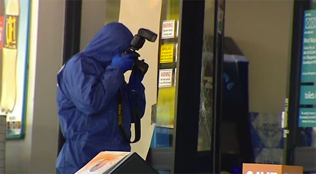 Forensic investigators at the scene of the fatal stabbing. Source: 7 News